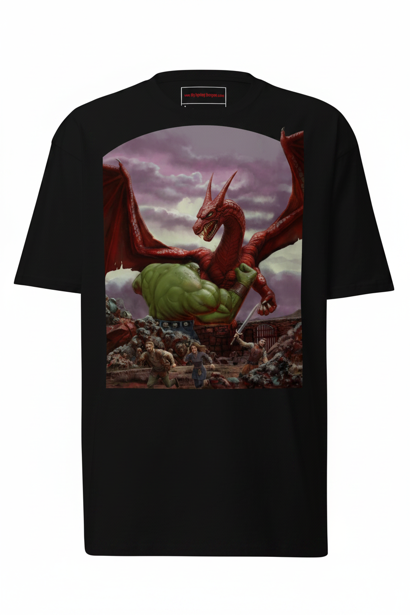 Red Dragon vs Green Giant Heavyweight Tee
