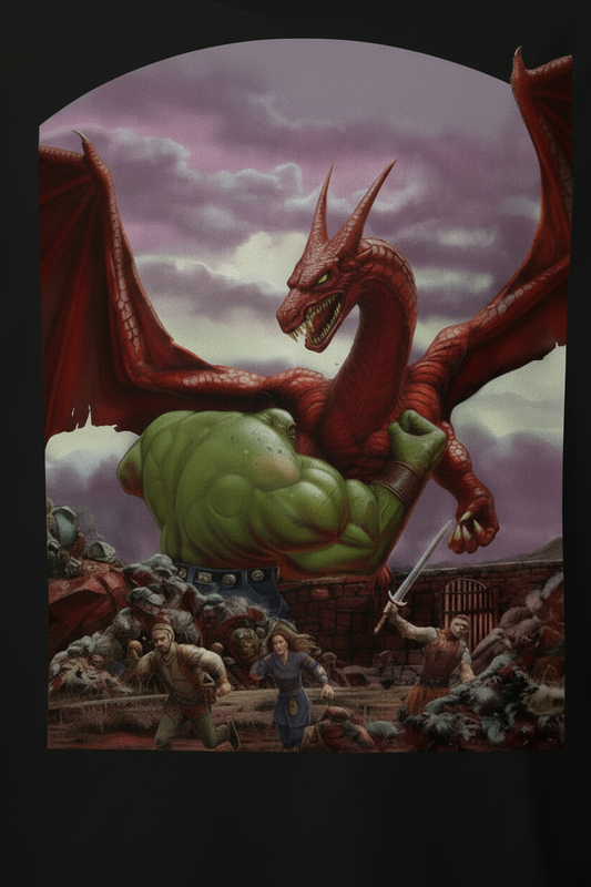 Red Dragon vs Green Giant Heavyweight Tee