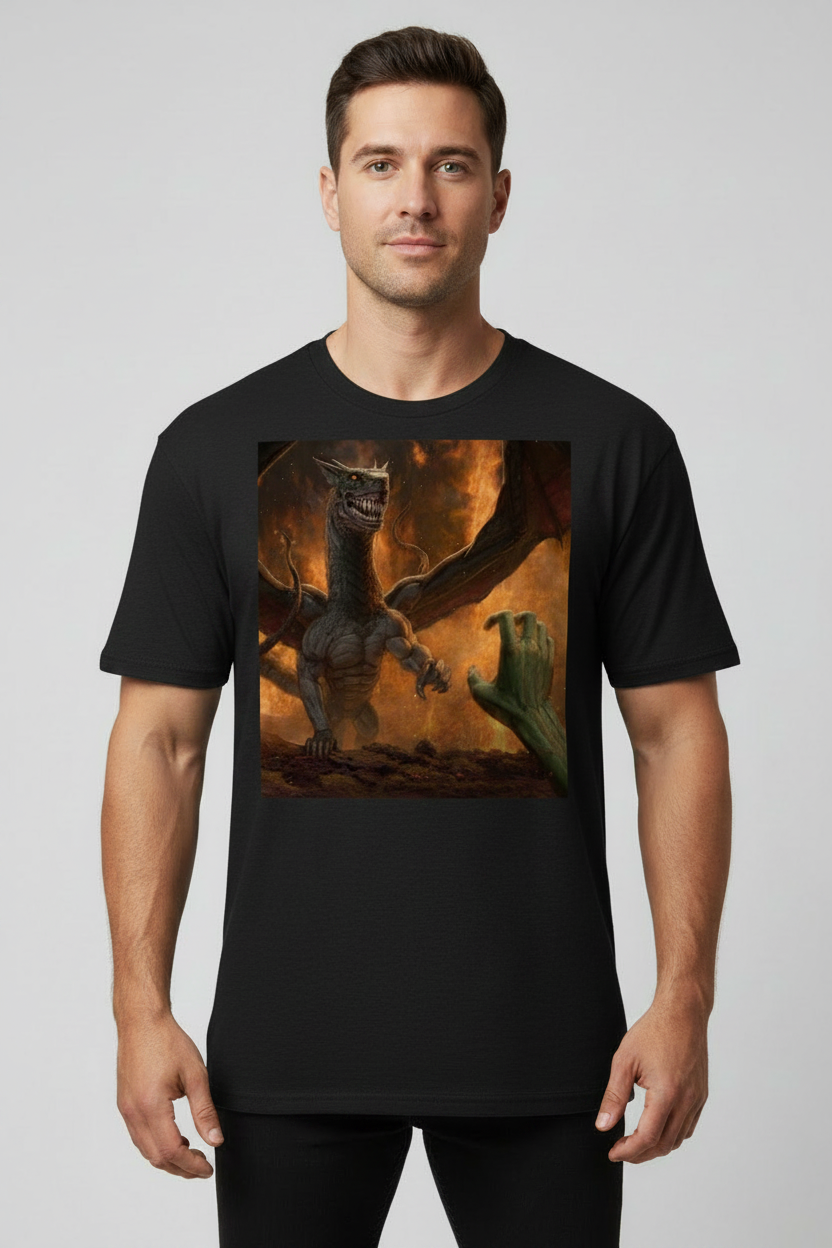 Grauer Drachenfeuer Herren Premium Heavyweight T-Shirt