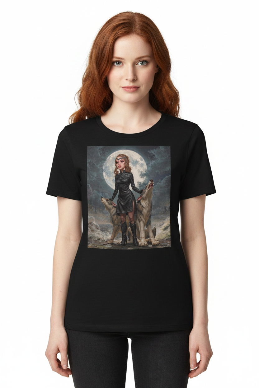 Mondlicht-Wölfe Gothic Frau Entspanntes T-Shirt