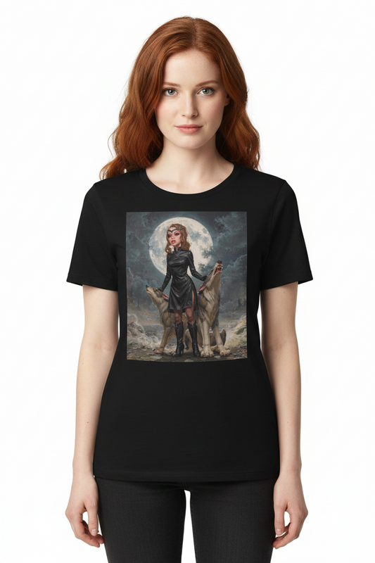 Mondlicht-Wölfe Gothic Frau Entspanntes T-Shirt
